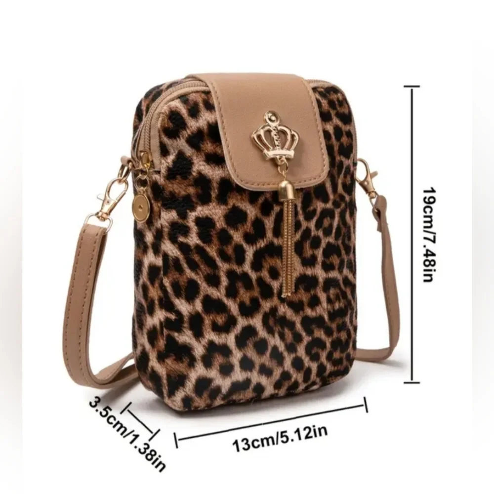 2/$40 NEW Preppy Clueless Leopard Print Crossbody Bag‎ - Picture 2 of 4